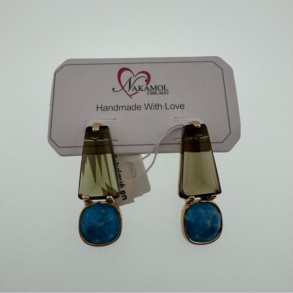 Nakamol Chicago Glass and Stone Post Earrings New